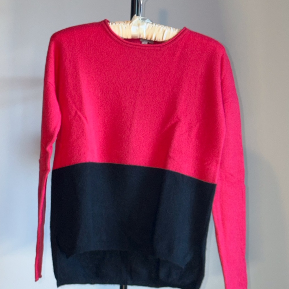 Halogen coral/red and Black Crew Neck Sweater